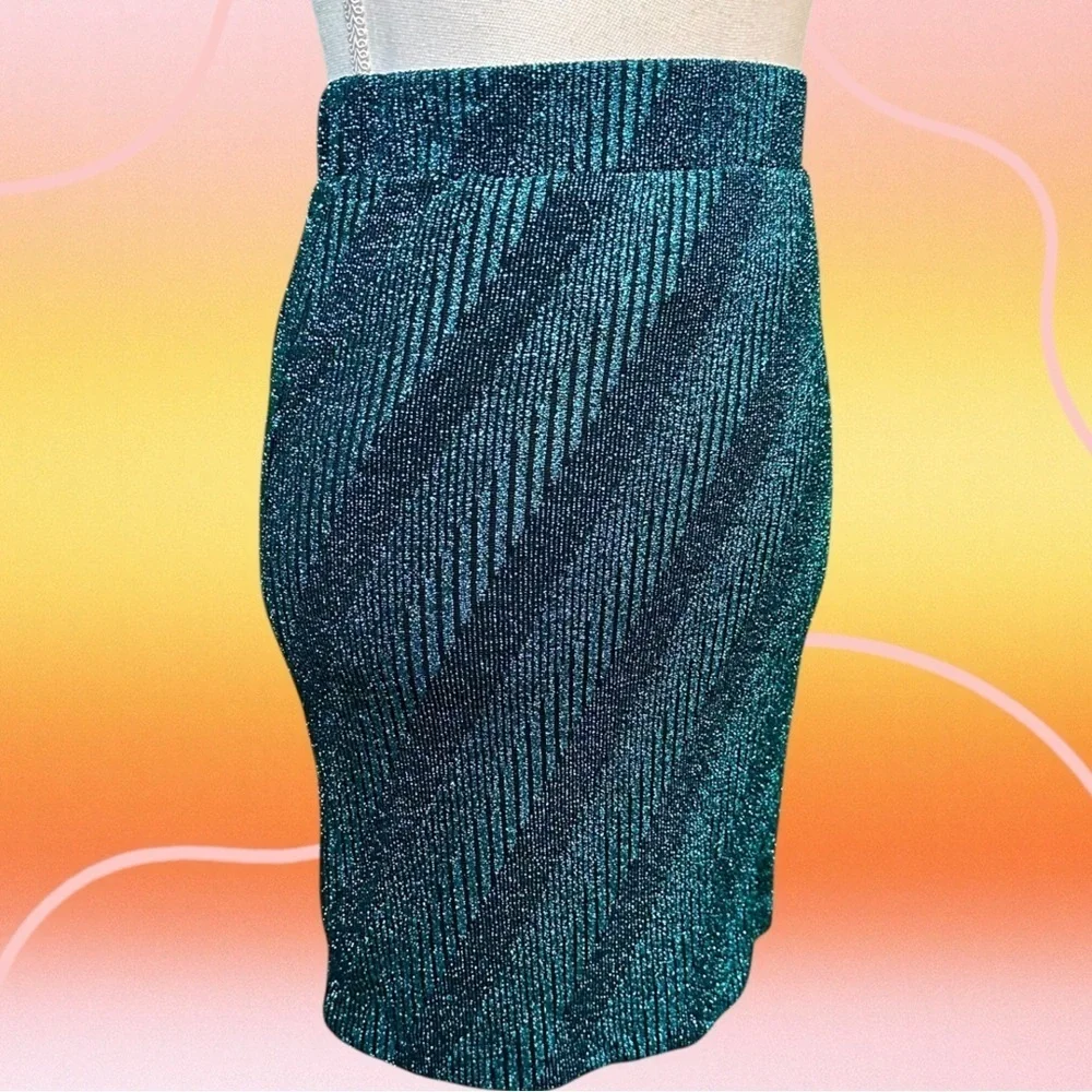 NWT ROTATE Birger Christensen ‘Kristinia’ Striped Skirt in “Crystal Teal” Size 2